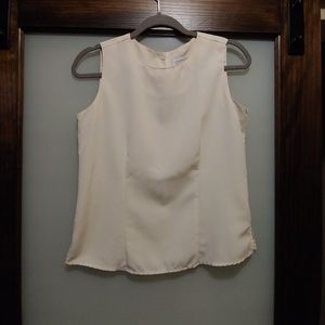 Cream Tailored Sleeveless Blouse
